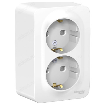 Розетка наружная 2-ая с/з, без шторок SE Blanca 16А, 250В, изолир. пластина, белая