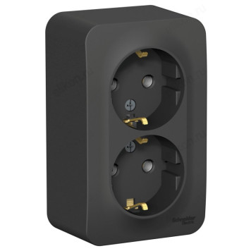 Розетка наружная 2-ая с/з, без шторок SE Blanca 16А, 250В, изолир. пластина, Антрацит