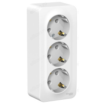 Розетка наружная 3-ая с/з, без шторок SE Blanca 16А, 250В, изолир. пластина, белая