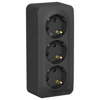 Розетка наружная 3-ая с/з, без шторок SE Blanca 16А, 250В, изолир. пластина, Антрацит