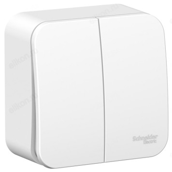 Выключатель наружный 2-клавишный SE Blanca, 6А, 250В, изолир. пластина, белый