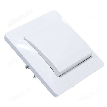 Выключатель 1-клавишный SE Glossa, сх.1, 10АХ, в сборе с рамкой, белый