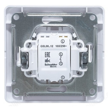 Выключатель 1-клавишный SE Glossa, сх.1, 10АХ, в сборе с рамкой, белый-4