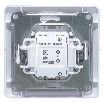 Выключатель 1-клавишный SE Glossa, сх.1, 10АХ, в сборе с рамкой, белый-4