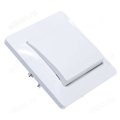 Выключатель 1-клавишный SE Glossa, сх.1, 10АХ, в сборе с рамкой, белый