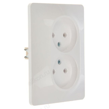 Розетка двойная без заземления SE Glossa в сборе с рамкой, белая