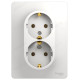 Розетка двойная с заземлением SE Glossa в сборе с рамкой, белая