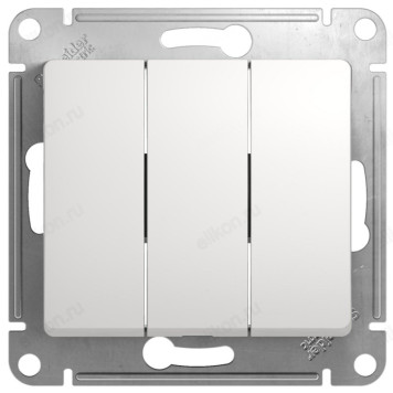 Выключатель 3-клавишный SE Glossa, сх.3, 10АХ, белый