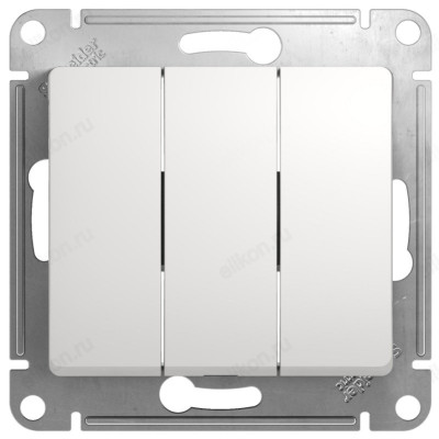 Выключатель 3-клавишный SE Glossa, сх.3, 10АХ, белый