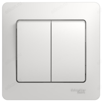 Выключатель 2-клавишный SE Glossa, сх.5, 10АХ, в сборе с рамкой, белый