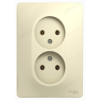 Розетка двойная с заземлением SE Glossa в сборе с рамкой, беж
