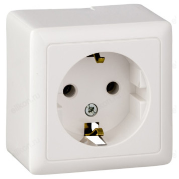 Розетка наружная с/з, без шторок SE Wessen ХИТ 16А, 250В изолир. пластина, белая