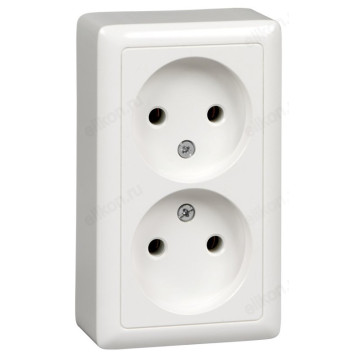 Розетка наружная 2-ая б/з, без шторок SE Wessen ХИТ 16А, 250В, изолир. пластина, белая