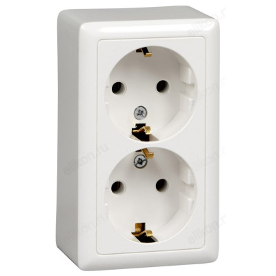 Розетка наружная 2-ая с/з, без шторок SE Wessen ХИТ 16А, 250В, изолир. пластина, белая