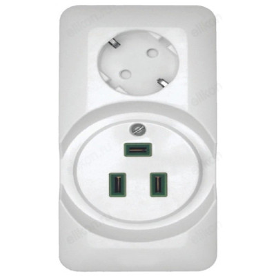 Розетка наружная 2-ая для электроплит 32А+силовая 16А, SE Wessen Прима белая, в сборе