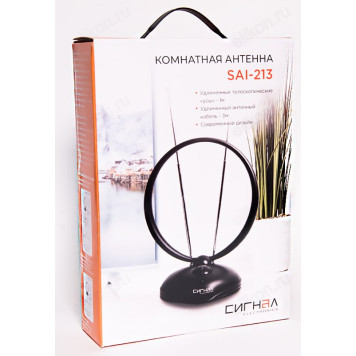 Антенна комнатная DVB-T2 и ДМВ+МВ активная Сигнал SAI-213-2