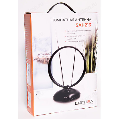 Антенна комнатная DVB-T2 и ДМВ+МВ активная Сигнал SAI-213-2