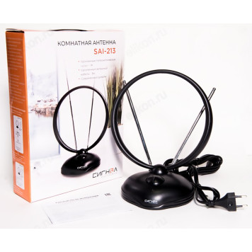 Антенна комнатная DVB-T2 и ДМВ+МВ активная Сигнал SAI-213-3