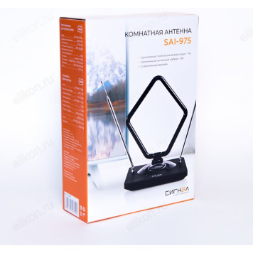 Антенна комнатная DVB-T2 и ДМВ+МВ активная Сигнал SAI 975-2