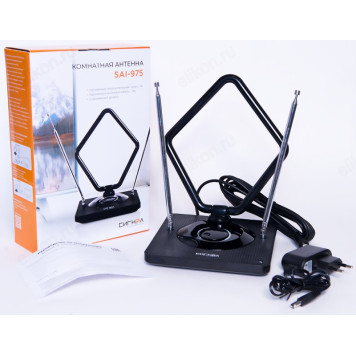 Антенна комнатная DVB-T2 и ДМВ+МВ активная Сигнал SAI 975-3
