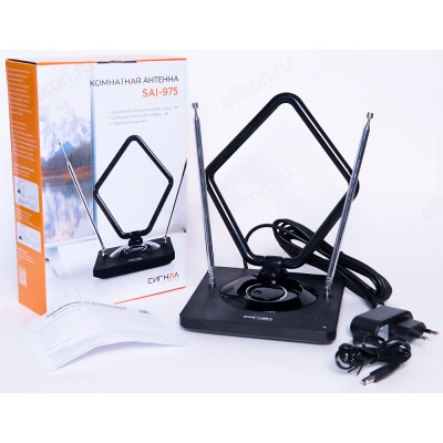 Антенна комнатная DVB-T2 и ДМВ+МВ активная Сигнал SAI 975-3