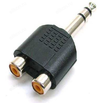 Переходник Сигнал jack 6.3 мм F - 2RCA M
