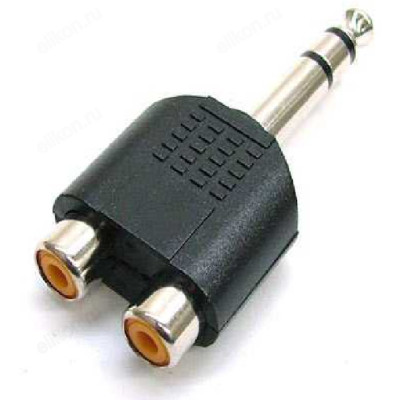 Переходник Сигнал jack 6.3 мм F - 2RCA M