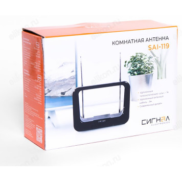 Антенна комнатная DVB-T2 и ДМВ+МВ активная Сигнал SAI-119-5