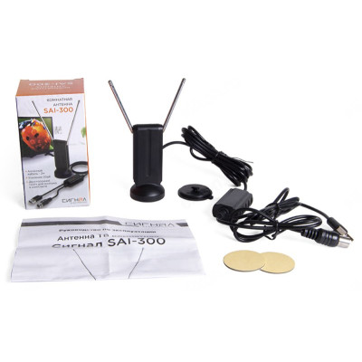 Антенна комнатная DVB-T2 и ДМВ активная Сигнал SAI-300-5