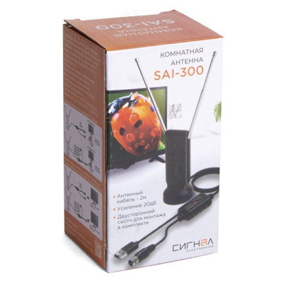Антенна комнатная DVB-T2 и ДМВ активная Сигнал SAI-300-6