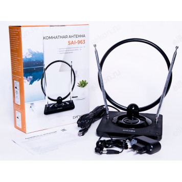 Антенна комнатная DVB-T2 и ДМВ+МВ активная Сигнал SAI 963-1
