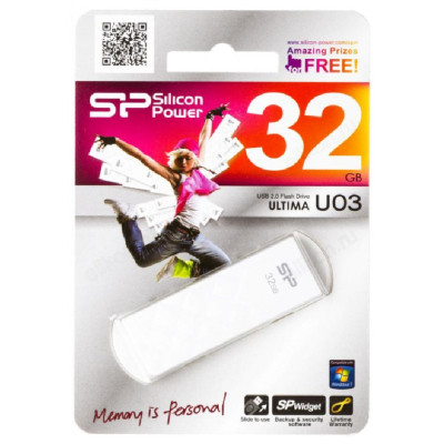 Память USB  32GB Silicon Power Ultima U03 White