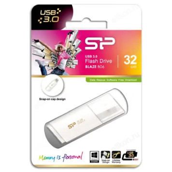 Память USB  32GB Silicon Power BLAZE B06 White