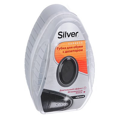 Губка-блеск для обуви SILVER черный 459-110