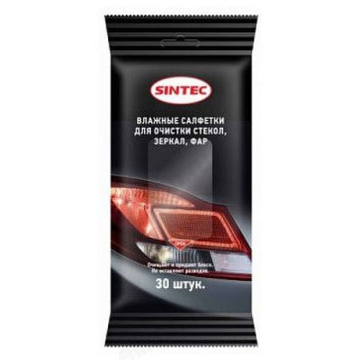 Салфетки влажные Sintec для очистки стекол, зеркал, фар 318965