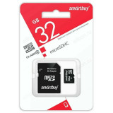 Карта MicroSD 32GB SmartBuyClass10+адаптер