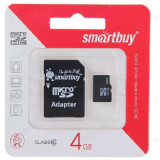 Карта MicroSD 4GB Smart Buy Class10+адаптер
