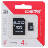 Карта MicroSD 4GB Smart Buy Class10+адаптер Карта MicroSD 4GB Smart Buy Class10+адаптер