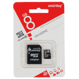 Карта MicroSD 8GB Smart Buy Class10+адаптер