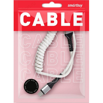 Кабель USB - micro USB 1м SmartBuy (iK-12sp white)/100 спиральный-2