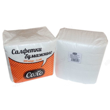 Салфетки бумажные СОЛО 300шт однослойные