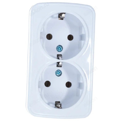 Розетка двойная с заземлением СОЮЗ Электра белая еврослот 0020-1