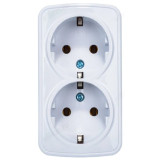 Розетка двойная с заземлением СОЮЗ Электра белая еврослот 0020