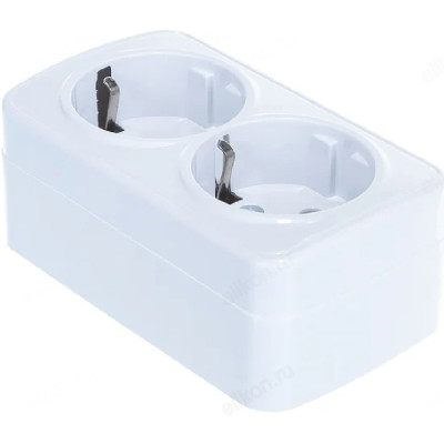 Розетка двойная с заземлением СОЮЗ Электра белая еврослот 0020-2