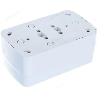 Розетка двойная с заземлением СОЮЗ Электра белая еврослот 0020-3