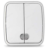 Выключатель 2-клавишный СОЮЗ Электра с подсветкой белый еврослот 0030