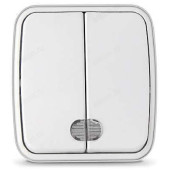 Выключатель 2-клавишный СОЮЗ Электра с подсветкой белый еврослот 0030