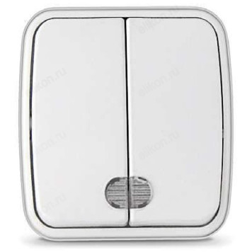 Выключатель 2-клавишный СОЮЗ Электра с подсветкой белый еврослот 0030