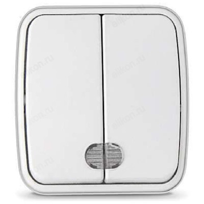 Выключатель 2-клавишный СОЮЗ Электра с подсветкой белый еврослот 0030