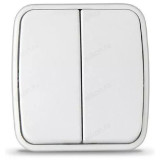 Выключатель 2-клавишный СОЮЗ Электра белый еврослот 0031